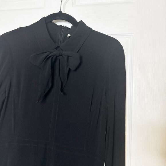 Sandro Rage Tie Neck Long Sleeve Crepe Dress Size 3/US Large - Picture 3 of 9